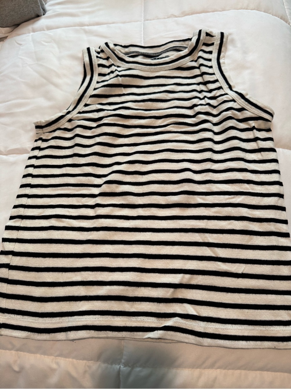 LOFT Striped Sleeveless Knit Tank in Black & White